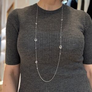 Ippolita Sterling Silver Rain Diamond Clear Quartz Long Station Necklace